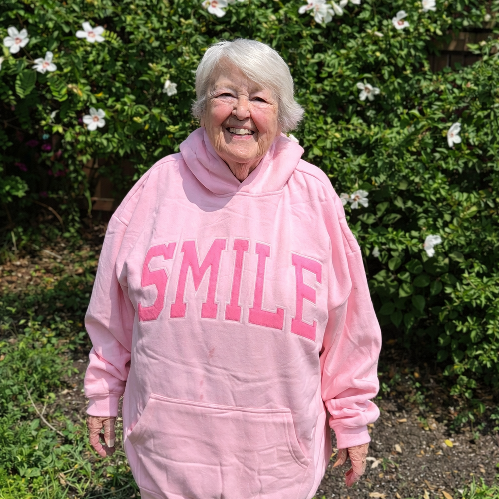 Smile | Embroidered Mental Health Matters Hoodie Light Pink